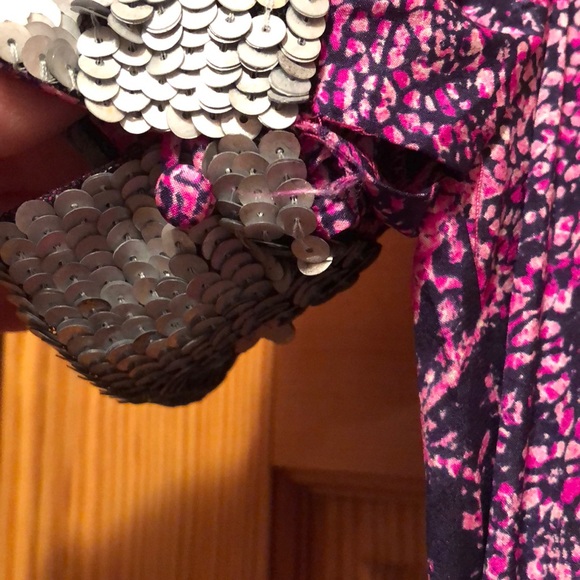 Gryphon high low sequin print belted silk dress - Picture 6 of 8